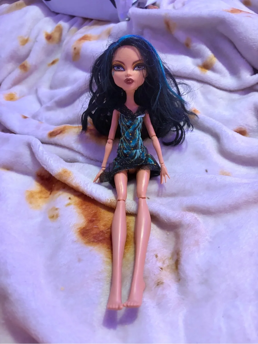 Blue and Black Fashion Doll in Patterned Dress - Gen 1 Monster High